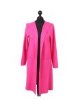 Italian Water Fall Open Front Hooded Lagnelook Cardigan-Fuchsia