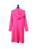 Italian Water Fall Open Front Hooded Lagnelook Cardigan-Fuchsia back