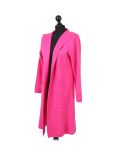 Italian Water Fall Open Front Hooded Lagnelook Cardigan-Fuchsia side