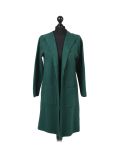 Italian Water Fall Open Front Hooded Lagnelook Cardigan-Green