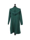 Italian Water Fall Open Front Hooded Lagnelook Cardigan-Green back