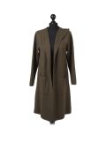 Italian Water Fall Open Front Hooded Lagnelook Cardigan-Khaki