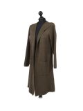 Italian Water Fall Open Front Hooded Lagnelook Cardigan-Khaki side