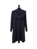Italian Water Fall Open Front Hooded Lagnelook Cardigan-Navy back
