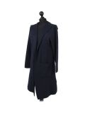 Italian Water Fall Open Front Hooded Lagnelook Cardigan-navy side