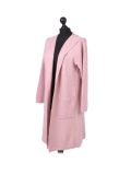 Italian Water Fall Open Front Hooded Lagnelook Cardigan-Pink side