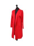 Italian Water Fall Open Front Hooded Lagnelook Cardigan-Red side