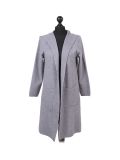 Italian Water Fall Open Front Hooded Lagnelook Cardigan-Silver