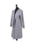 Italian Water Fall Open Front Hooded Lagnelook Cardigan-Silver side