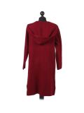 Italian Water Fall Open Front Hooded Lagnelook Cardigan-Wine back