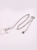 Rhodium Plated Crystal Diamond Shaped Necklace-1