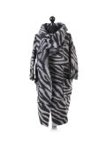 talian Zebra Print Asymmetrical Wrap Over Woolen Lagenlook Coat -Silver