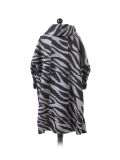 talian Zebra Print Asymmetrical Wrap Over Woolen Lagenlook Coat -Silver back