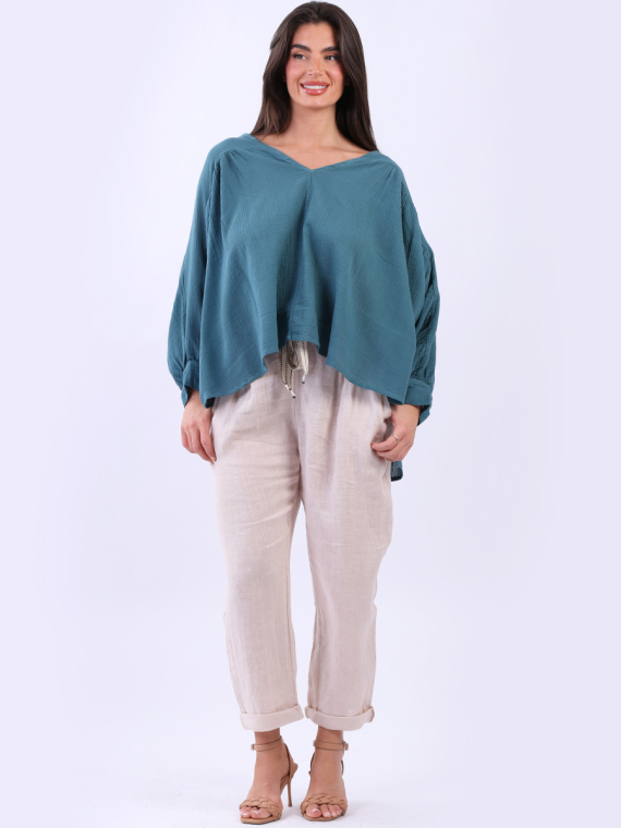 Batwing Cotton Crop Blouse