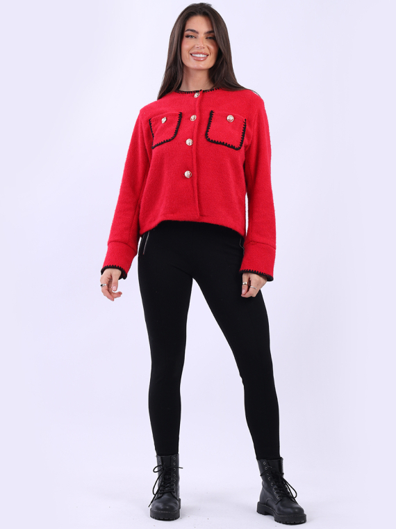 Contrast Stitch Crop Jacket