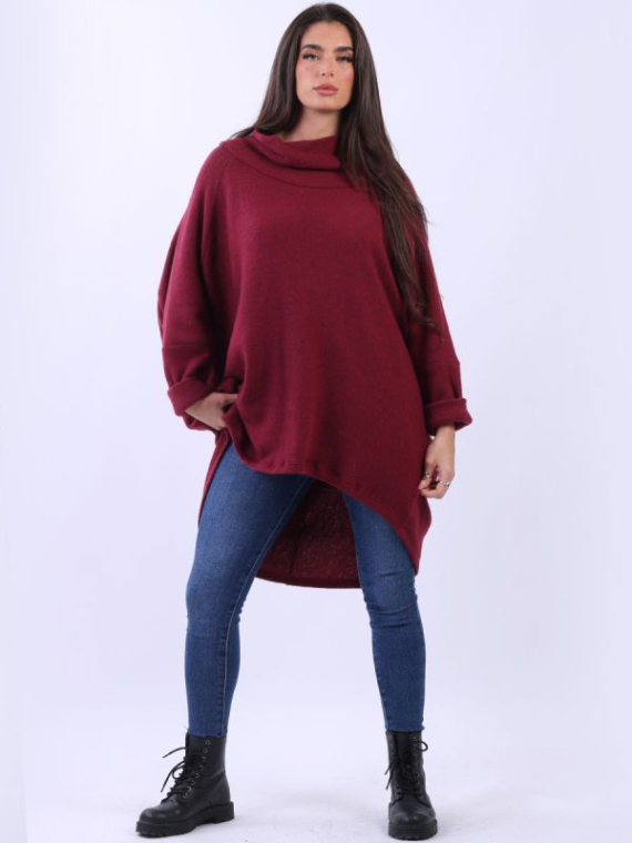 Plus size cowl neck jumper top