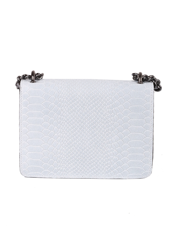 Italian Crocodile Print Chain Shoulder Strap Leather Bag-white back