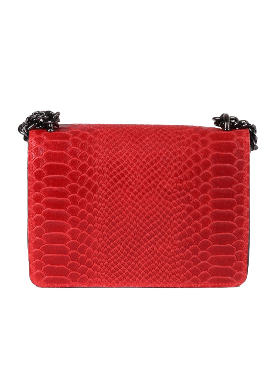 Italian Crocodile Print Chain Shoulder Strap Leather Bag-Wine back