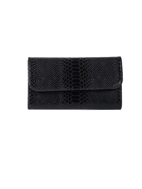 Italian Faux Croc Handmade Leather Clutch Bag-Black