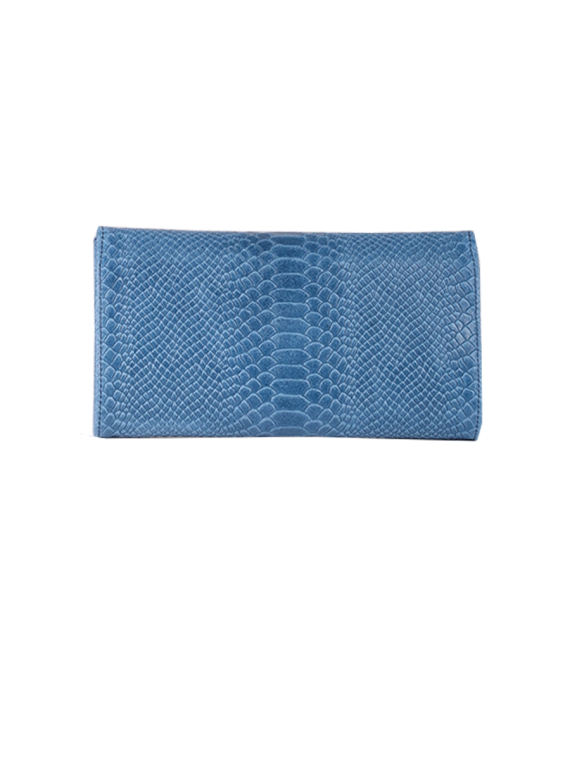 Italian Faux Croc Handmade Leather Clutch Bag-Denim back