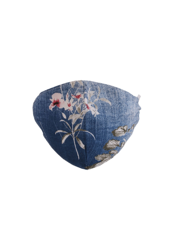 Italian Floral Print Cotton Denim Washable Anti-Virus Face Masks-Denim