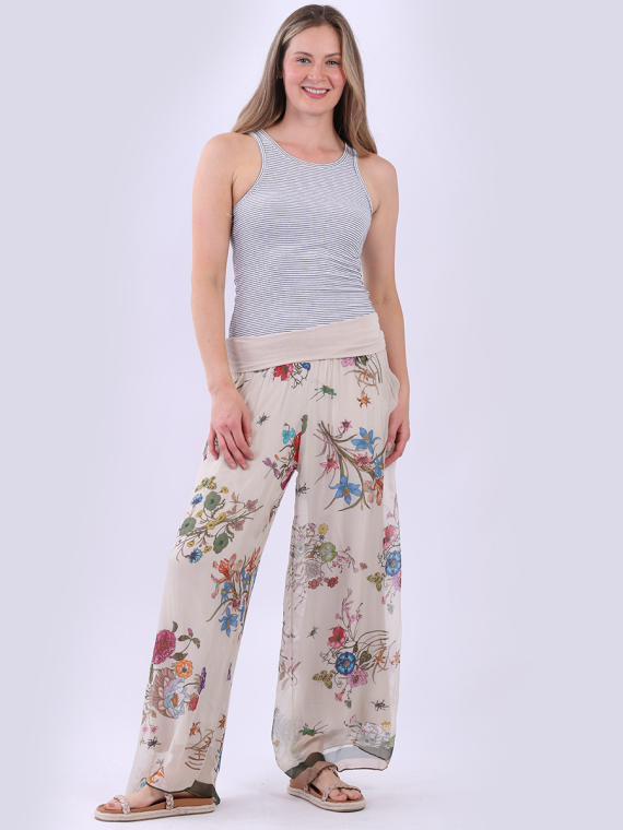 Wide Leg Silk Palazzo Pant