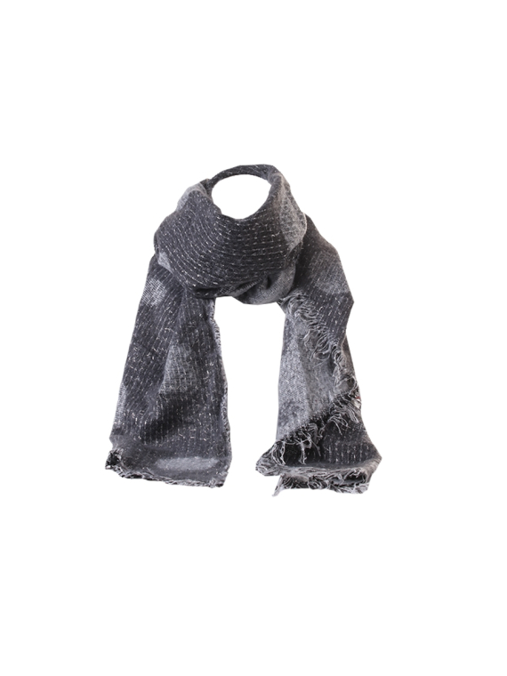 Italian Glittery Polka Dots & Strips Scarf-Charcoal