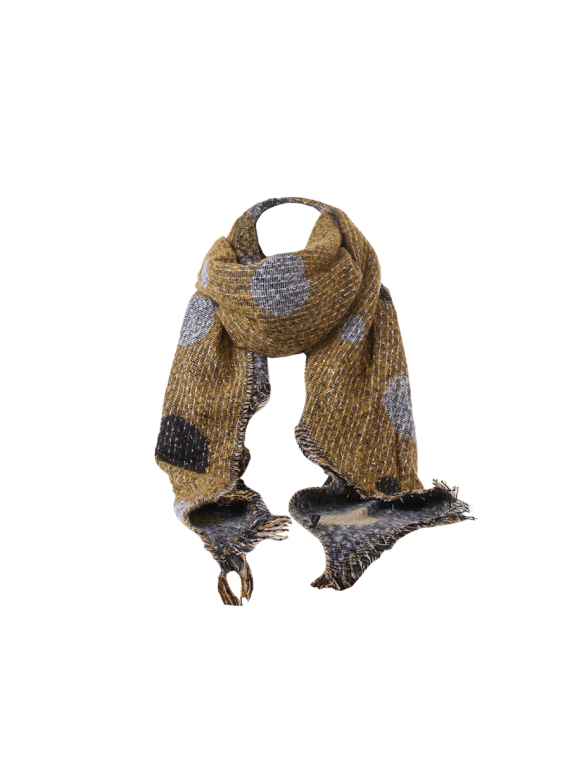Italian Glittery Polka Dots & Strips Scarf-Mustard