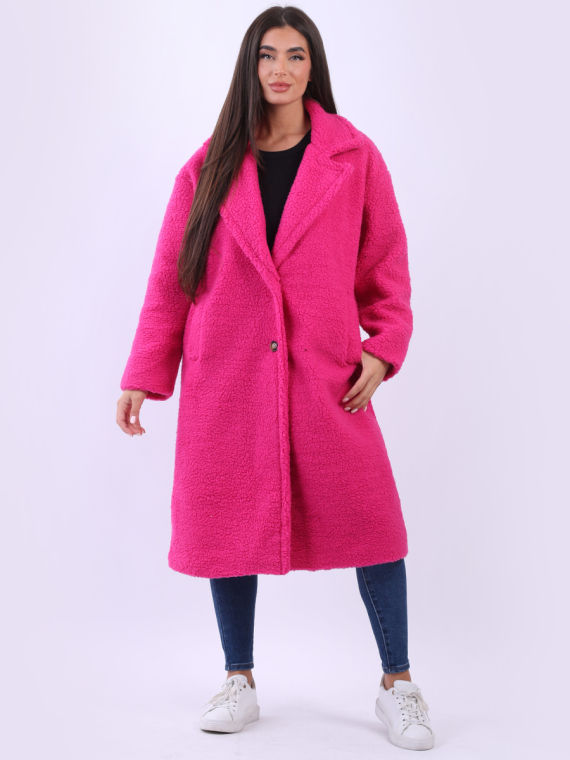 Wholesale Ladies Teddy Bear Lagenlook Plus Size Long Woolen Coat
