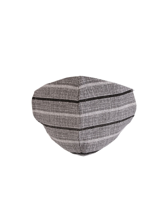 Italian Made Stripy Print Unisex Cotton Face Masks-Charcoal