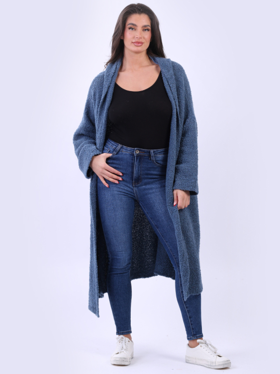 Plus Size Open Front Hooded Woolen Cardigan