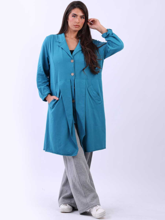 Wholesale Plus Size Plain Cotton Front Button Lagenlook Blazer Jacket