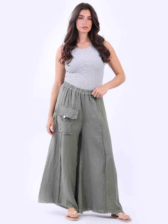 Italian Solid Linen Palazzo