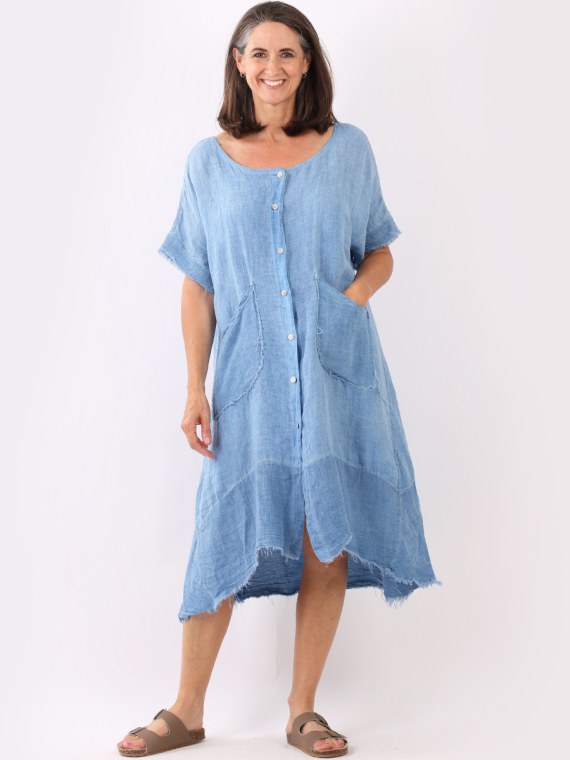 Vintage Wash Linen Lagenlook Shirt Dress