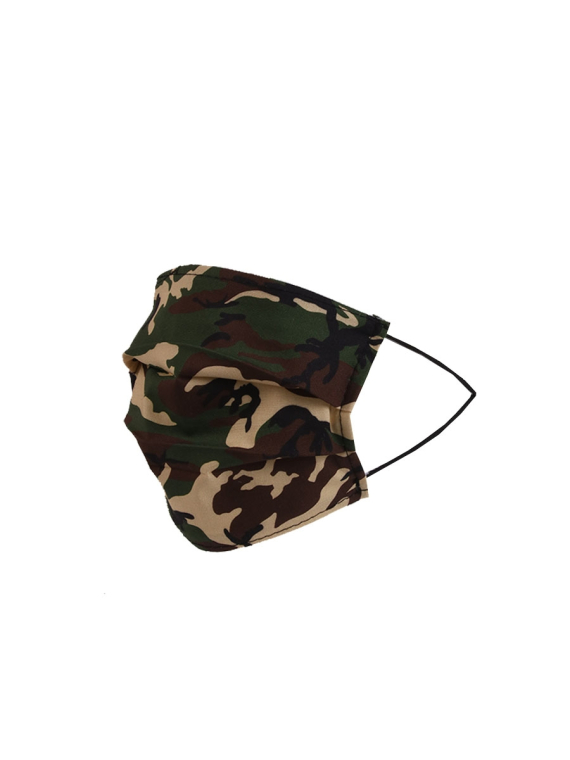 Made In Italy Camouflage Print Washable Cotton Face Masks-Khaki