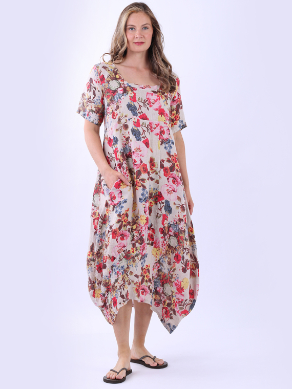 Floral Linen Lagenlook Dress