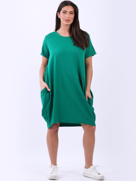 Wholesale Plus Size Plain Cotton Classy Lagenlook Cocoon Dress
