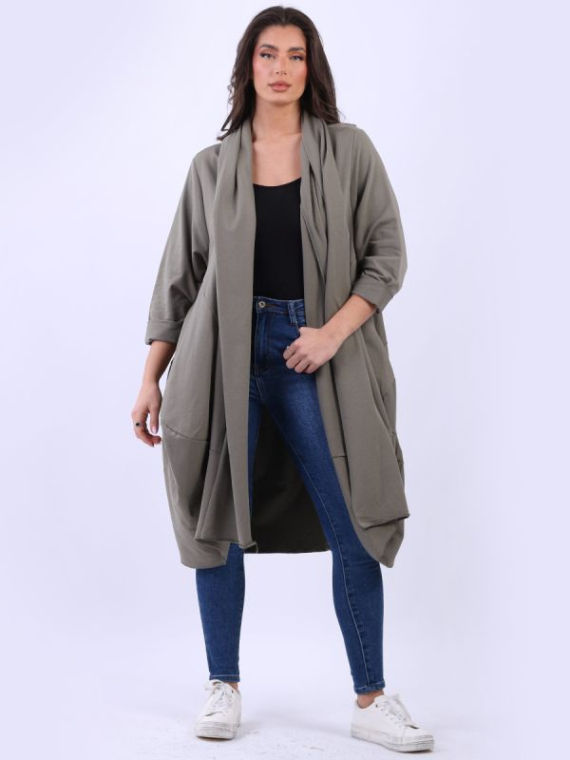 Wholesale Made In Italy Open Front Cotton Lagenlook Cardigan