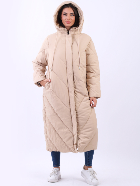 Plus Size Hooded Long Padded Puffer Jacket
