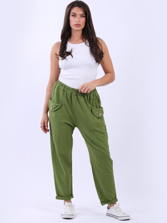 Made In Italy Solid Cotton Regular Fit Joggers