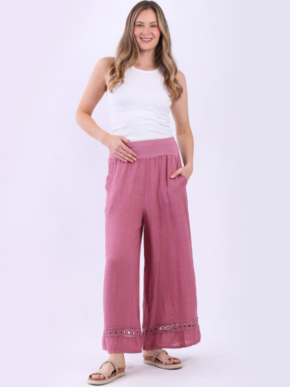 Solid Linen Wide Leg Trouser