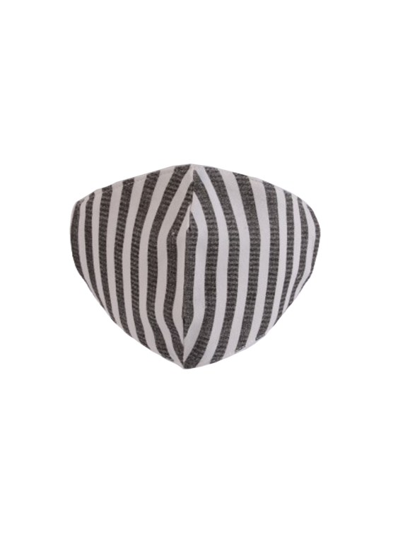 Made In Italy Stripe Print 2 Layered Cotton Face Masks-Charcoal