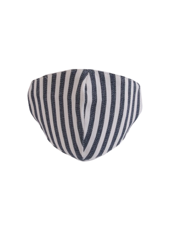 Made In Italy Stripe Print 2 Layered Cotton Face Masks-Navy