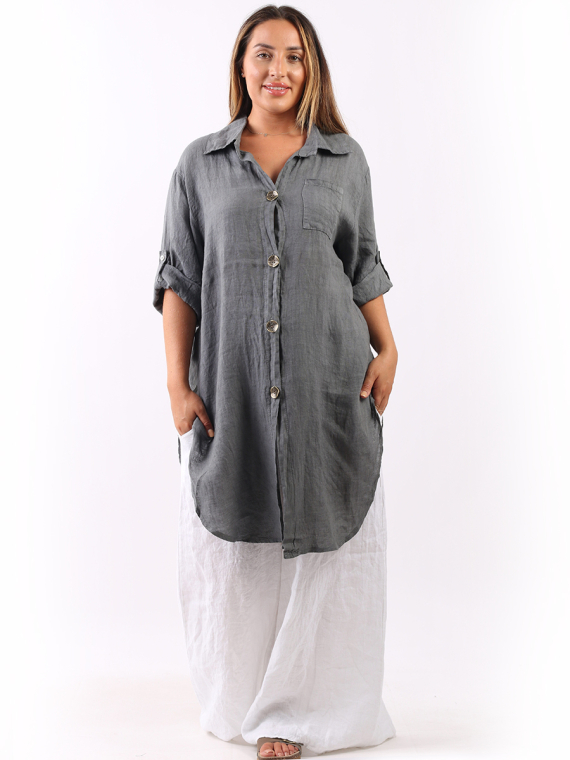 Vintage Wash Linen Shirt Dress