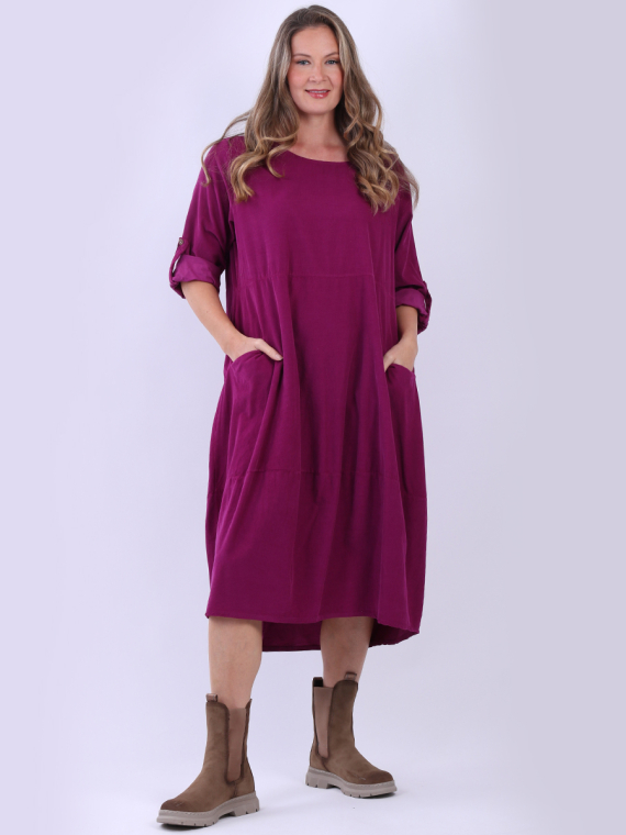 Oversized Solid Cotton Corduroy Dress