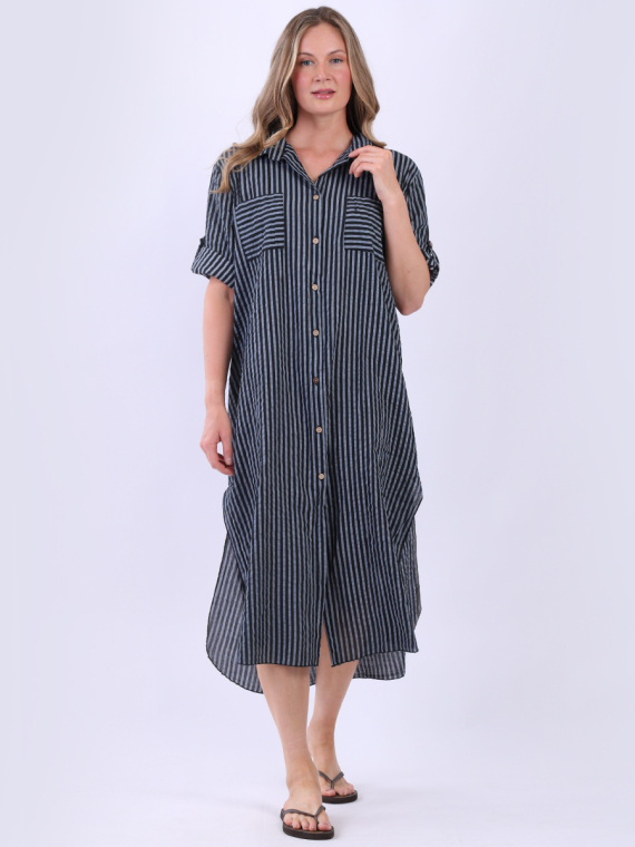 Plus Size Cotton Stripe Shirt