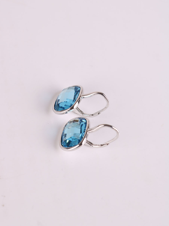Rhodium Plated Crystal Earrings-1