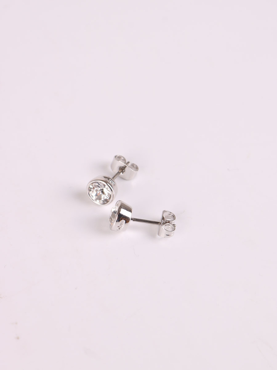 Rhodium Plated Crystal Stud Earrings-1