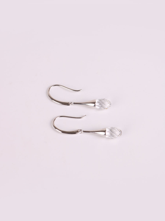 Rhodium Plated Crystal Droplets Drop Earrings-1