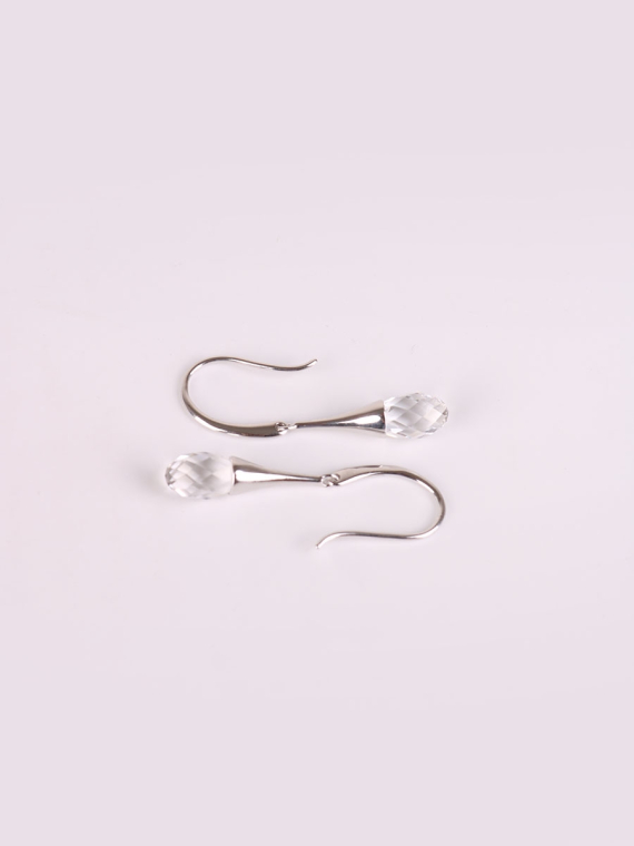 Rhodium Plated Crystal Droplets Drop Earrings-2